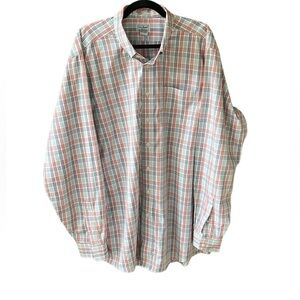 L.L. Bean RedWhiteBlue Cotton Wrinkle Resistant Long Sleeve ButtonDown 171/2-37